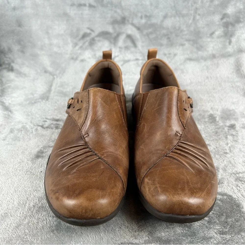 Earth Amity Loafers Womens 7.5 Brown Leather Comfort Flats‎ Shoes Adjust Strap